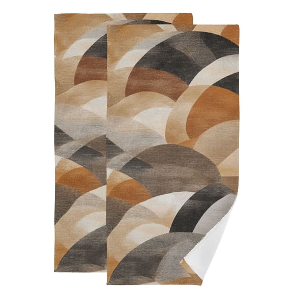 Brown Abstract Art Hand Towel Absorbent Bath Towels for Bathroom Sports Gym(28.3" X 14.4") Set of 2