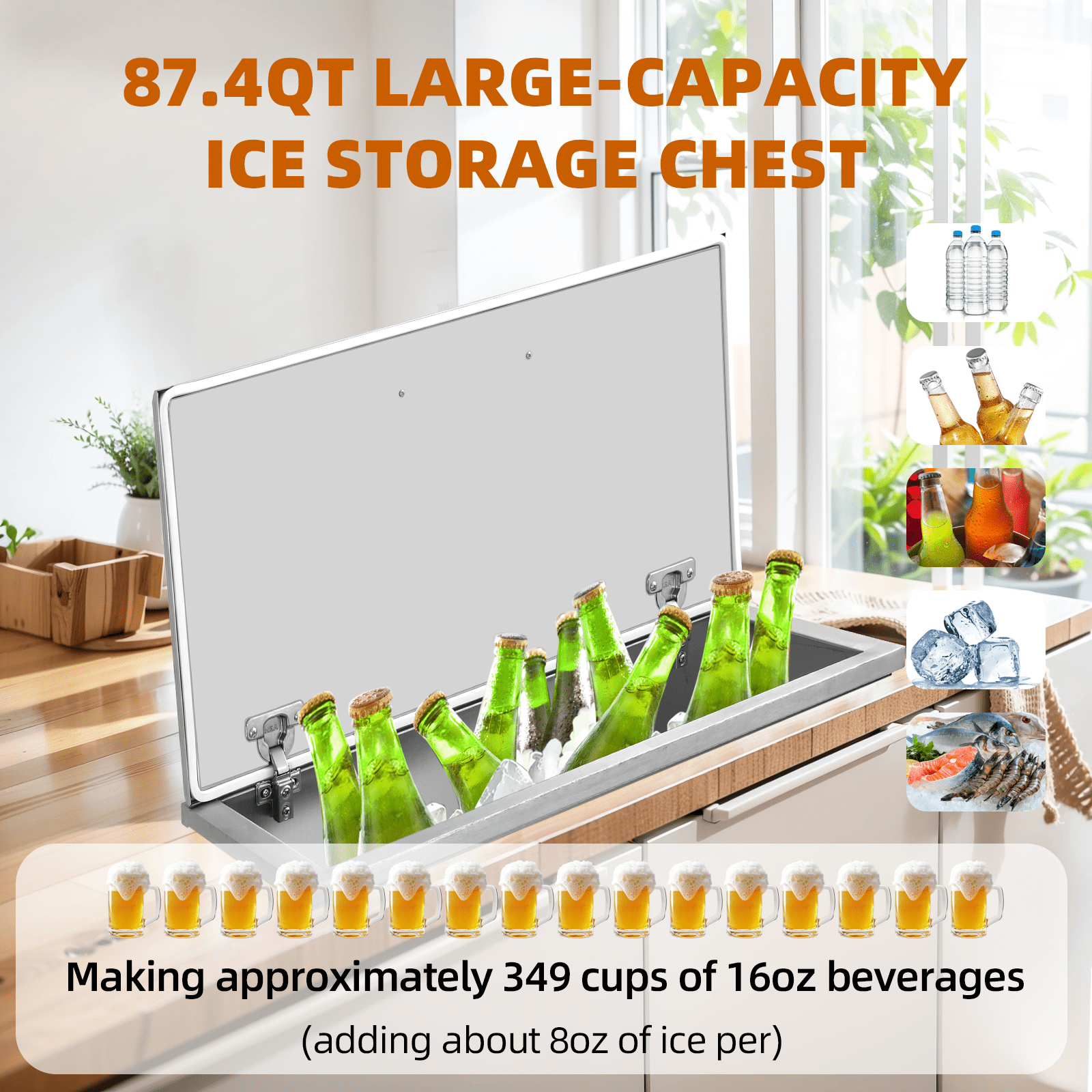 Accreate Stainless Steel Drop in Ice Chest - Commercial Ice Bin for Outdoor Kitchen Ice Bar & Cold Beverages