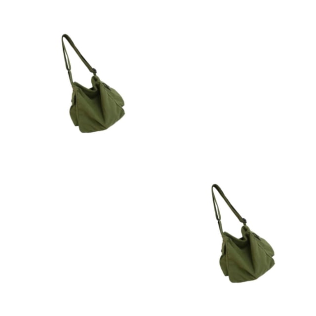 Qarigey Bolso vagabundo de lona multifunción duradero para mujeres y hombres estilo Vintage para el trabajo en la playa Verde 2piezas