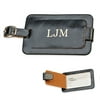 Personalized Monogrammed Black Leather Luggage Tag W/Snap