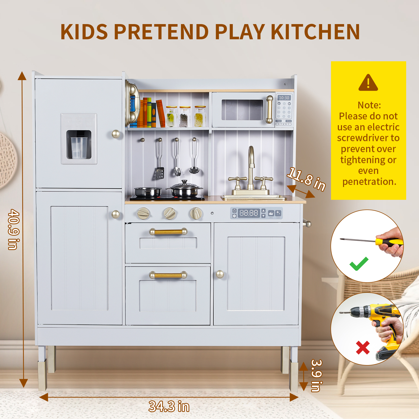Arlopu Kids Pretend Play Kitchen Set with Sound & Light photo 2
