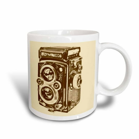 3dRose Picture of a Vintage Twin Lens reflex TLR camera, Ceramic Mug, 11-ounce