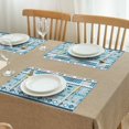 thumbnail image 3 of Blue Geometric Triangle Diamond Pattern Summer Placemats Table Placemats Set Of 4-Linen Kitchen Washable Placemats Table Mats 11.8"x17.7" Non-Slip Heat Resistant, 3 of 6