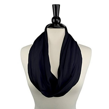 Solid Color Infinity Scarf for Women with Zipper Storage (Best Way To Store Scarves)