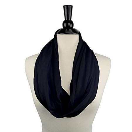Scarf With Pockets - Solid Color Infinity Scarf for Women with Zipper Storage Pocket