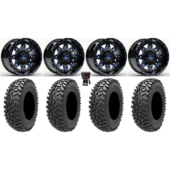 Fuel Lethal 15" Wheels Blue 32" Rampage Fury Tires Polaris RZR XP 1000 / PRO XP / Ranger XP 900/1000