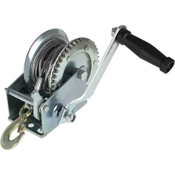 waltyotur 1600lbs Hand Winch Heavy Duty Boat Winch with 10m (32ft) Cable Manual Winches, Portable Hand Crank Winch for Trailer, Boat or ATV