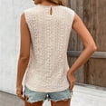 thumbnail image 6 of ITSAME Women's Tank Tops, Lace Round Neck Elegant Dressy Hollow Out Summer 2025 Sleeveless Blouse Beige S, 6 of 7