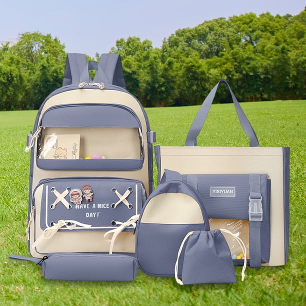 Mochila Informal Bolso De Hombro Compuesto Duradero, 5 Uds., Oxford, Dibujos Animados, Regalos Para Niños (Azul) Ndcxsfigh Para Estrenar