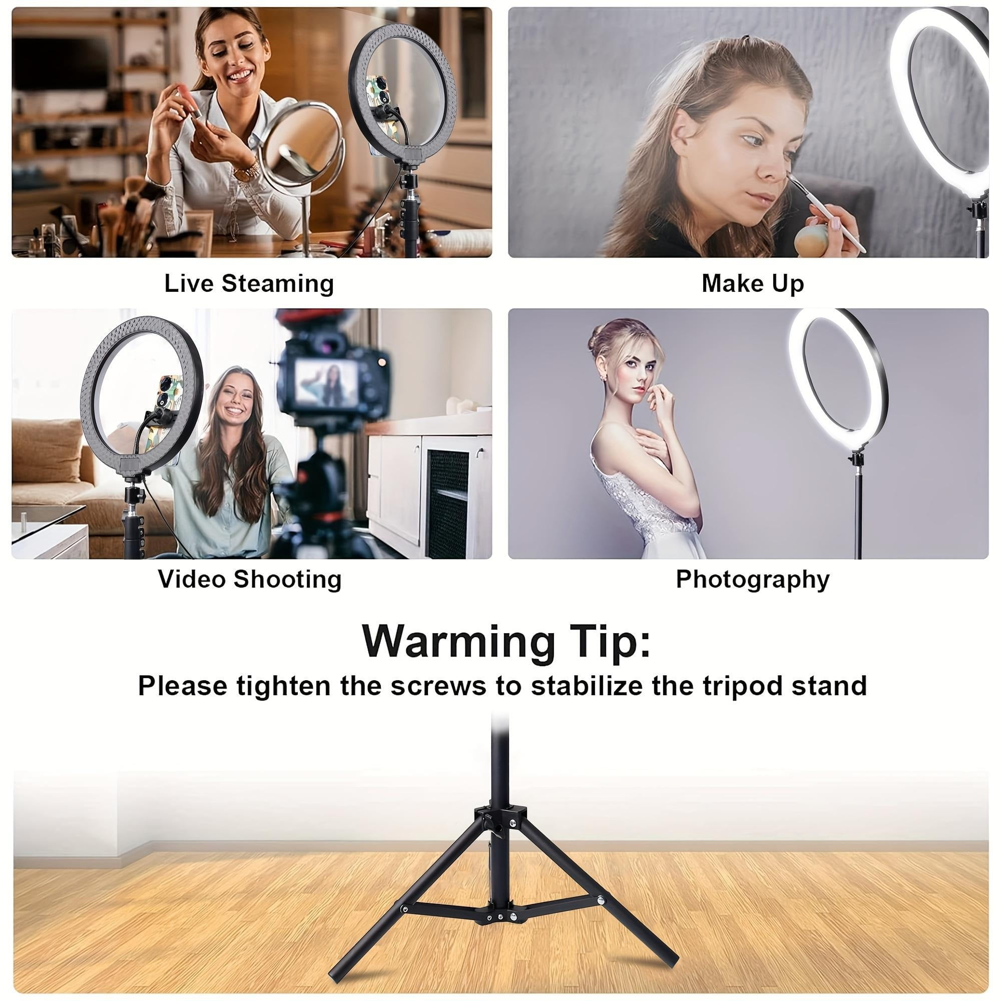 12" RGB Ring Light Kit w/ 63" Extendable Tripod & 2 Phone Holders - Perfect for TikTok, YouTube & Live Streaming, 360° Adjustable Lighting for Makeup, Vlogging & Selfies, Dimmable LED with 15 Color M
