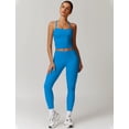 thumbnail image 2 of Set de entrenamiento QBGJTD, polainas sin mangas con espalda cruzada para mujer, color azul marino, 2 of 6