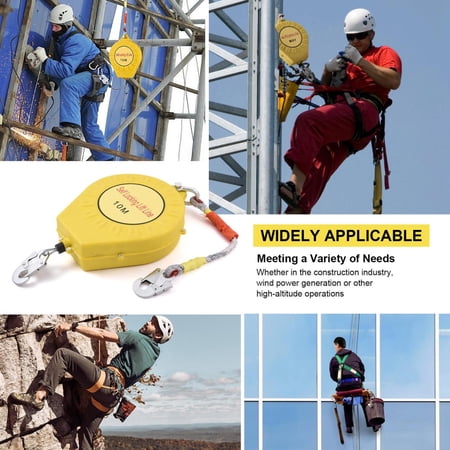 Flylapdo 32 FT Roofing Lifeline Safety Gear with Alloy Steel Wire, Retractable Fall Arrester for Construction & Maintenance