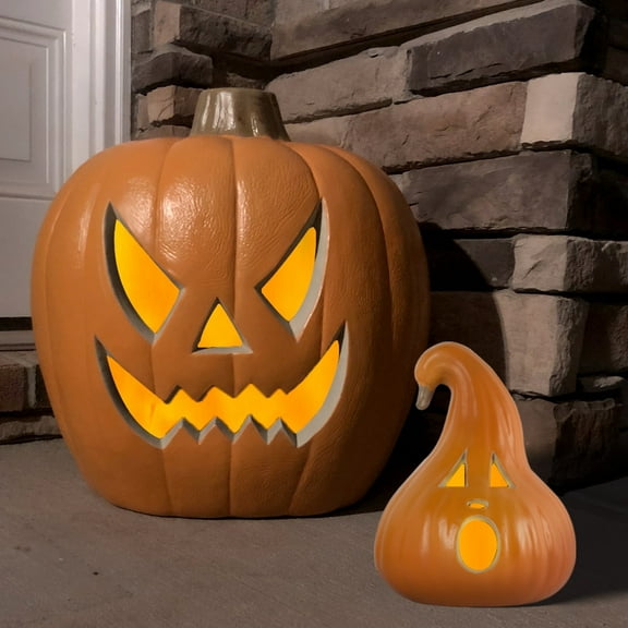 21in 12in LED Light Up Jack O Lantern Halloween Pumpkin Lights Indoor/Outdoor Holiday Festival Garden Patio Front Door Decor