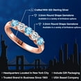 thumbnail image 2 of Gem Stone King 18K Rose Gold Plated Silver Swiss Blue Topaz and White Topaz Wedding-Bands Ring for Women | 1.03 Cttw | Round 3.5MM | Gemstone November Birthstone | Size 6, 2 of 6