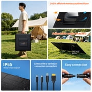 LVYUAN 300W Solar Panel Foldable Solar Panel Charger with Adjustable Kickstands Portable Waterproof IP67 24.5% High Efficiency for RV, Camping, Home, Outdoor, Power Station, off Grid