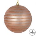 thumbnail image 3 of Vickerman 4" Rose Gold Candy Finish Ball Ornament with Glitter Lines, 4 per Bag, 3 of 3