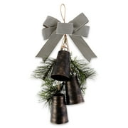 Holiday Time Black and White Swag with Metal Bells Hanging Decoration, 11.8" x 23.6"