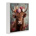 thumbnail image 3 of Stupell Industries Detailed Floral Highland Cow Animals Painting White Framed Art Print Wall Art, 17 x 17, 3 of 9