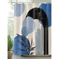 thumbnail image 2 of Fsddascl Boho Middle Century Shower Curtain Set - Standard 72" x 72" Washable Bathtub Curtain with 12 Hooks, Abstract Blue Geometric Leaves Waterproof Fabric Stall Shower Curtains for Bathroom, 2 of 6
