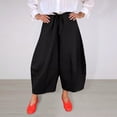 thumbnail image 4 of BAETEUY Women Casual Pants Elastic Drawstring Waist Cropped Pants, 4 of 8