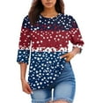 thumbnail image 3 of Tops, Women'S 4Th Of July Print Round Neck Three Quarter Sleeves T-Shirt Gym Tank Tops Woman Women Off Shoulder Tops For Long Tank Tops 2025 Cowgirl Outfits Tops Blouses (S, Dark Blue) ZMTing, 3 of 5