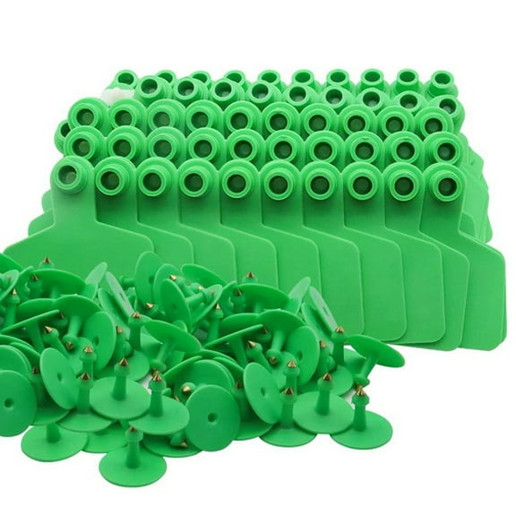 Livestock Blank Ear Tags for Cattle Cows Sheep Pig Goats, 100 Pieces TPU Animal Identification Blank Ear Tags,100 pcs x TPU Animal Identification Blank Ear Tags,Green