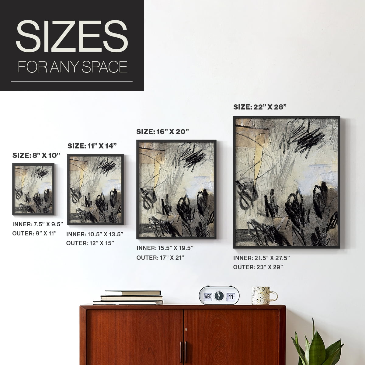 Masked Notes IV Framed Print in Black Solid Wood Framed Print No Nail Hanging