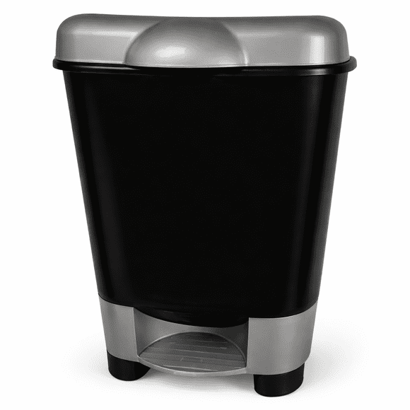 Papelera con Pedal Negro 20 Litros de Plástico Ideal para el Hogar, Cosina.