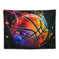 thumbnail image 5 of BCIIG Basketball Kids Tapestry,Watercolor Tie-dye Graffiti Dots Wall Tapestries,Boys Girls Room Decor,Modern Ball Sports  Fashion Wall Hanging,Orange Black Home Wall Decor,Small  40x30inch, 5 of 6