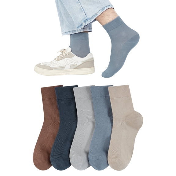 Wowstyle Men's Adult Thin Cotton Crew Socks, Ankle Casual Socks ,OS One Size, 5-Pack