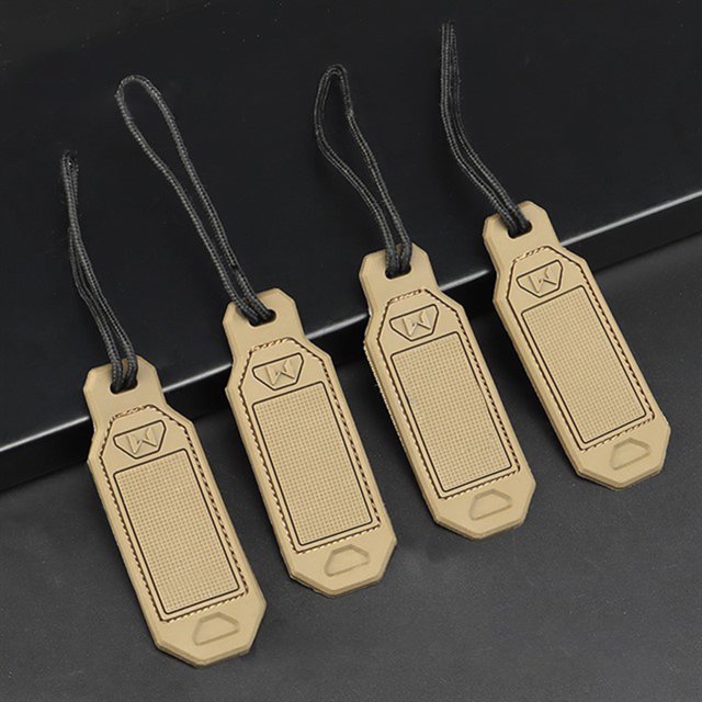 Etiqueta de identificación ligera TPE, etiqueta con logotipo personalizado, Collar con nombre de mascota (caqui), 4 Uds.