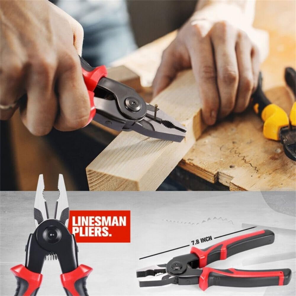 5 In 1 Plier Tool Set, Combination Interchangeable Pliers Kit With Cable Cutters, Wire Stripper, Scissor, Crimping Plier Multipurpose Combination 8 Inch Pliers Electrician Specific Tools