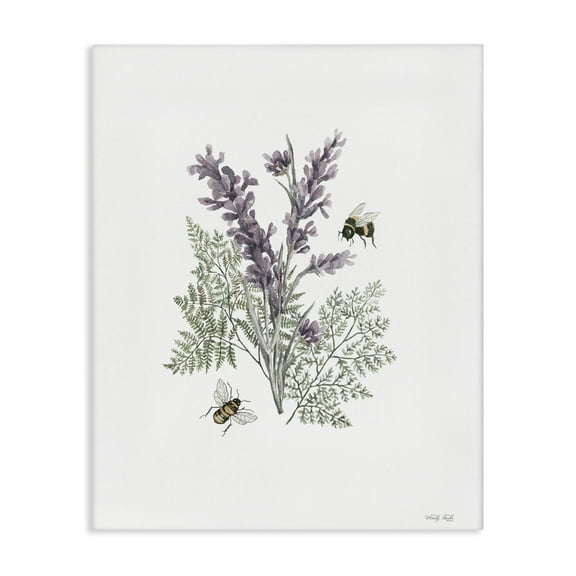 Stupell Industries Bumble Bees & Lavender Animals & Insects Painting Gallery Wrapped Canvas Art Print Wall Art, 16 x 20