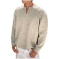 thumbnail image 2 of Dolkfu Beige Sweaters for Men 2025 V-Neck Cable Knit Sweaters Long Sleeve Solid Casual Pullovers Big and Tall L, 2 of 9