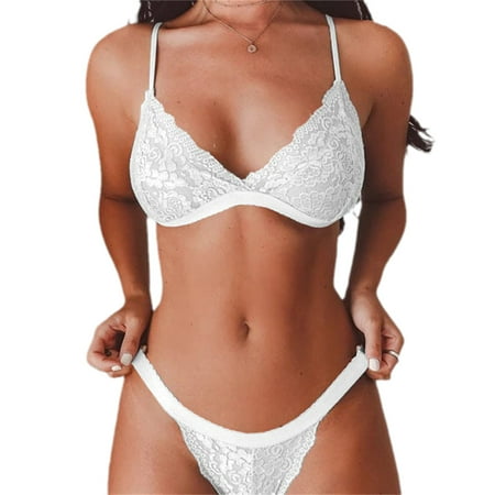 

Yskkt Women Fashion Underwear Bra Lace Flower Clothes Set Fashion Two Piece Sets