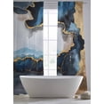 thumbnail image 6 of Navy Blue Semi Sheer Curtains 84 Inch Length 2 Panels Set, Abstract Color Block Vintage Modern Sheer Kitchen Curtain Privacy Voile Window Curtain for Living Room Bedroom Rod Pocket Drapes, 6 of 7