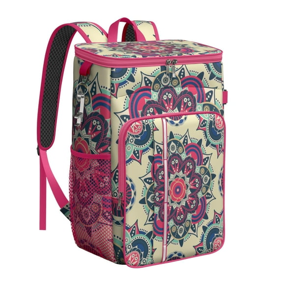 Chic Abstract Paisley Art Cooler Backpack - Insulated 20L Soft Cooler Bag with Tablet Compartment, Perfect for Workers & Students