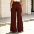 thumbnail image 5 of BRELIL Women's Wide Leg Elastic Waist Pants with Pockets Casual Loose Lounge Pants Solid Long Trousers Vacation Travel Outfits, Wine S, 5 of 6