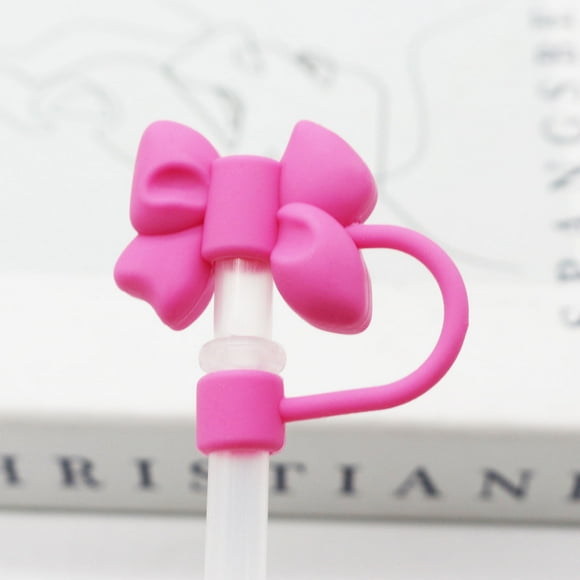 1Pcs HotPink 0.4in/10mm Diameter Silicone Straw Covers Cap Compatible with Stanley 20 30&40 Oz Cup, Cute Cat Straw Toppers for Stanley 40 Oz Tumbler with Handle, Dust-Proof Straw Caps for Water Bottle