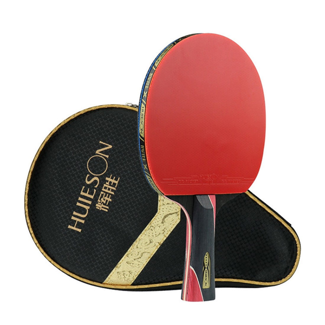 1 Pair Carbon Fiber Table Tennis Racket Ping Pong Paddle Bat Short Handle & Case 