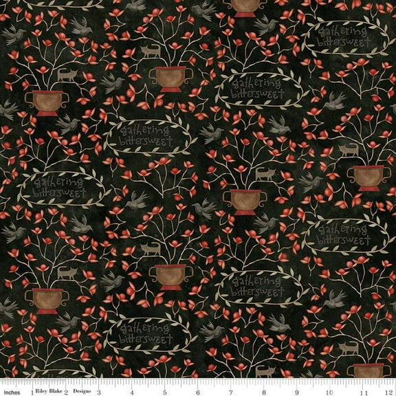 Bittersweet Farm Gathering Midnight Cotton Fabric (1 Yard)