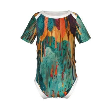

Yiaed Whimsical Forest Scene Print Infant Climbing Short Sleeve Onesie One-Piece Baby Bodysuit Clothes 0-12 Months -2 Years
