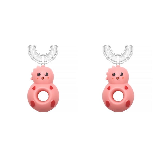 Vogacara Cepillo de portátil en forma de U Cepillos de limpieza de de 360 grados con mango Cepillos de para Rosado 2piezas