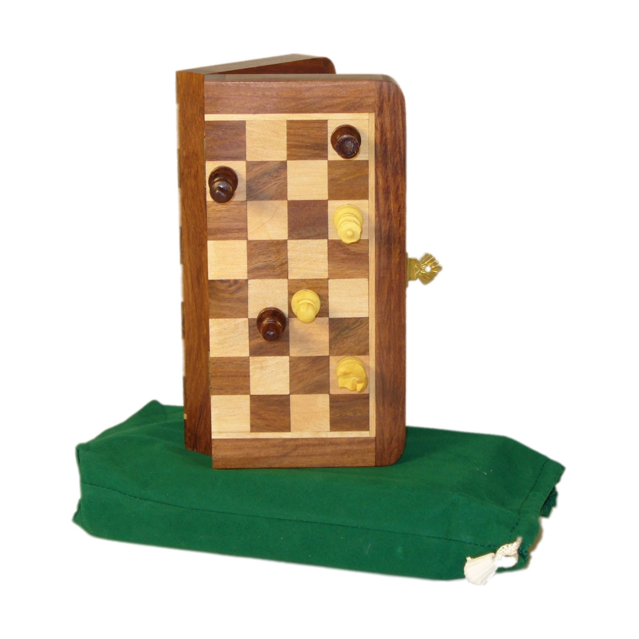 7" Travel Series Folding Magnetic Chess Set Sheesham Wood & Box Wood 