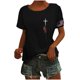 thumbnail image 4 of Tops Cortos para las Mujeres Día de la Independencia Patriótica Impreso Cuello en V, Manga Corta Top Casual para Diario, Fiesta Y Todas las Estaciones, 4 of 5