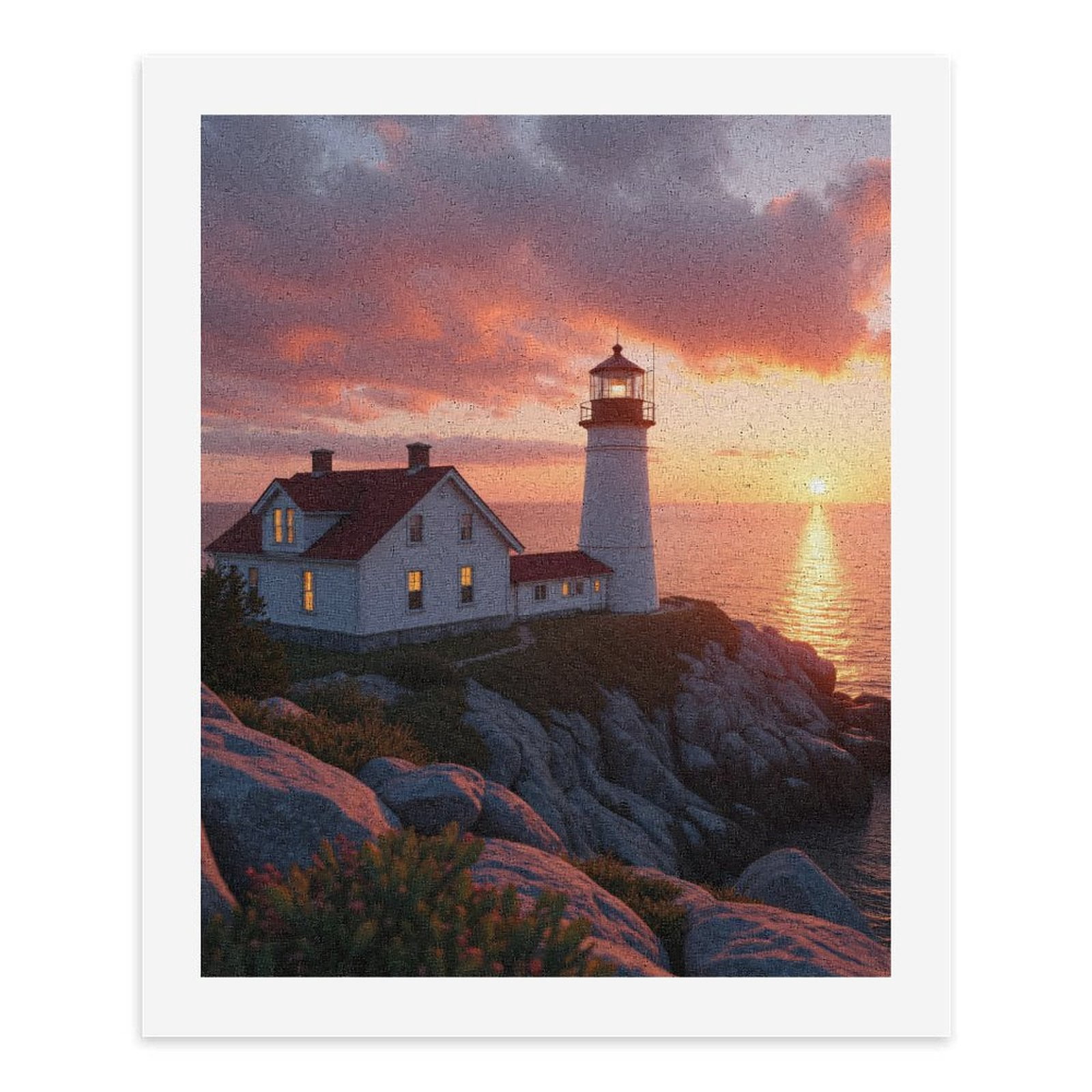 Paint by Numbers Kit for Adults, Sunset Lighthouse Cliff Ocean View Paint by Numbers, Easy Paint by Numbers Kit for Adults Beginner, DIY Adult Paint by Number Kits on Canvas, 12x16in Home Decor