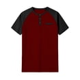 thumbnail image 5 of Henley T Shirts for Men Summer Raglan Short Sleeve Color Block Color Block Casual T-Shirts, 5 of 5