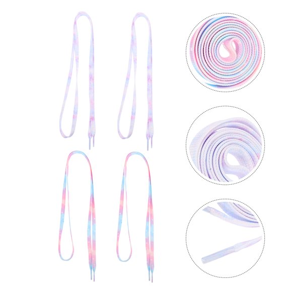 WHAMVOX 2 Pairs Replacement Shoe Laces Tie-dye Colored Shoelaces