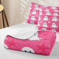 thumbnail image 4 of Homewish Girly Halloween Cute Ghost Quilt King,Simple Spooky Pattern King Coverlet Set,Hot Pink White,3pcs, 4 of 7