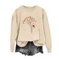 thumbnail image 2 of Yievot Valentine's Sweatshirts for Women Cute Heart Print Shirts Casual Long Sleeve Pullover Crew Neck Sweatshirt, 2 of 3